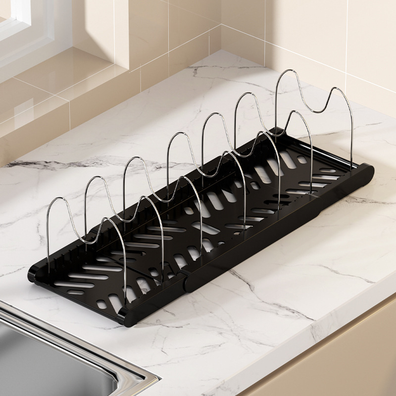 Pot rack multi-layer adjustable kitchen storage rack multi-functional desktop retractable lid rack