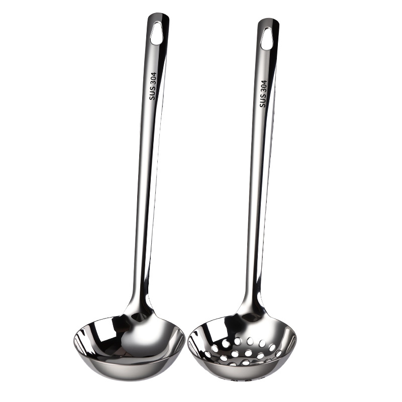 Kang Wang Fei 304 Stainless Steel Commercial Home Long-Handle Serving Soup Spoon Hot Pot Oil Separation Strainer Porridge Spoon High Temperature Resistant