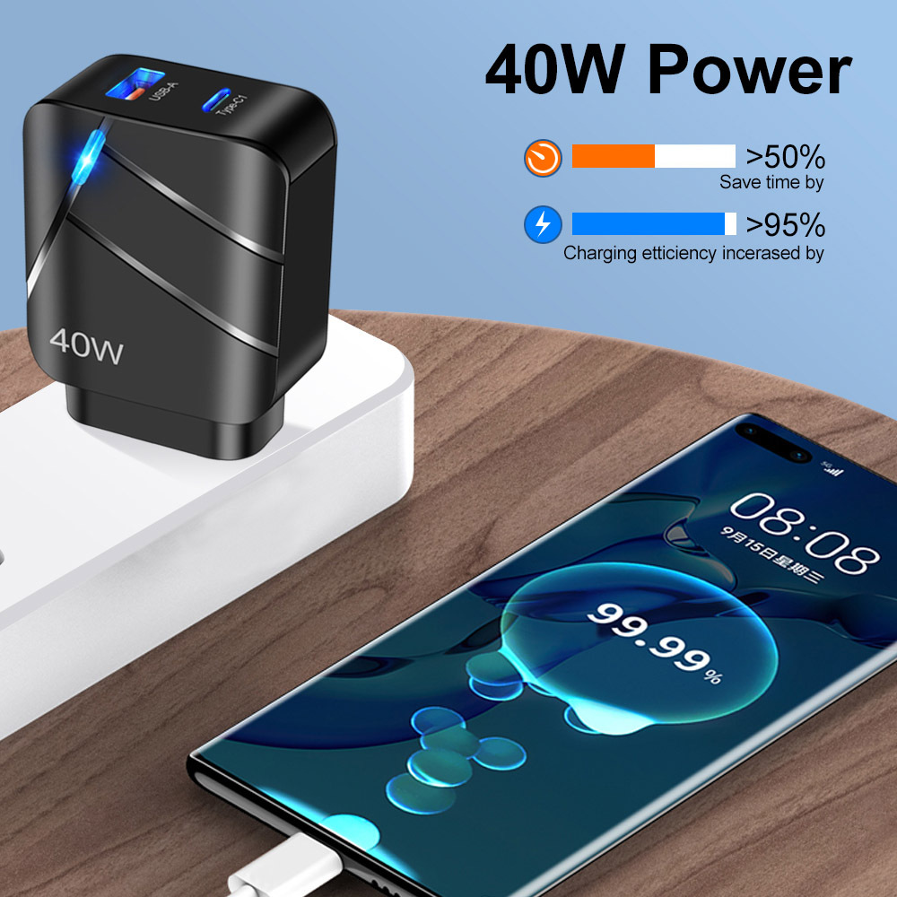 40W PD+QC3.0 Compatible with iPhone 14 Fast Charging PD Charger Travel Charger Fast Charging Phone Charger