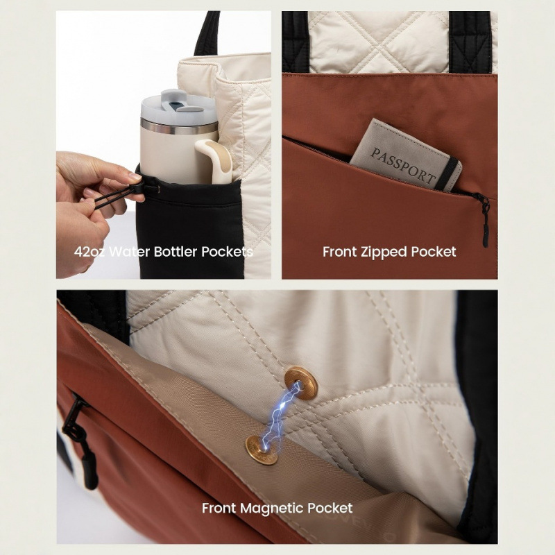 Women's Handbag with Zipper Puffer Handbag, Travel Quilted Nurse Bag, Carry Bag for Women