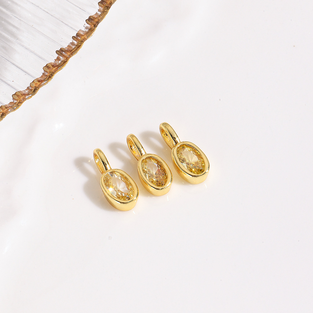 Fresh sweet geometric colored oval zircon small pendant, bracelet necklace DIY jewelry pendant accessories production