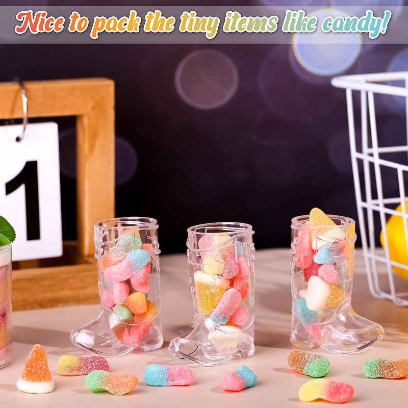Cowboy boot plastic shot glass western cowboy theme party drink transparent small shot glass bachelor party supplies