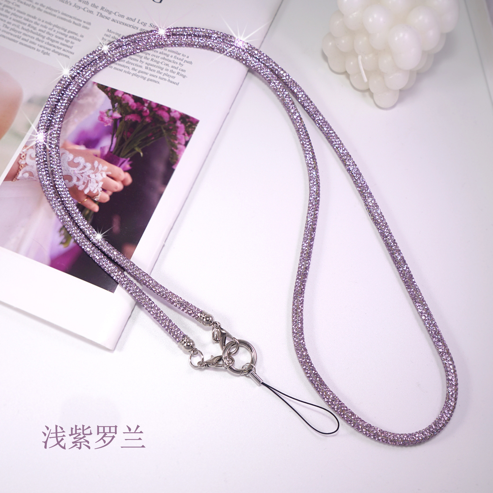 0.6cm Rhinestone Crossbody Chain Luxury Full Diamond Phone Lanyard Camera Strap Detachable Bag Strap