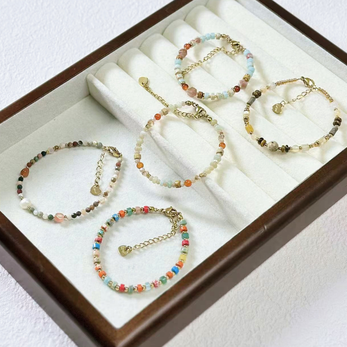 Titanium Steel Natural Stone Shoushan Stone Aquamarine Beaded Bracelet Freshwater Pearl Small Exquisite Bracelet