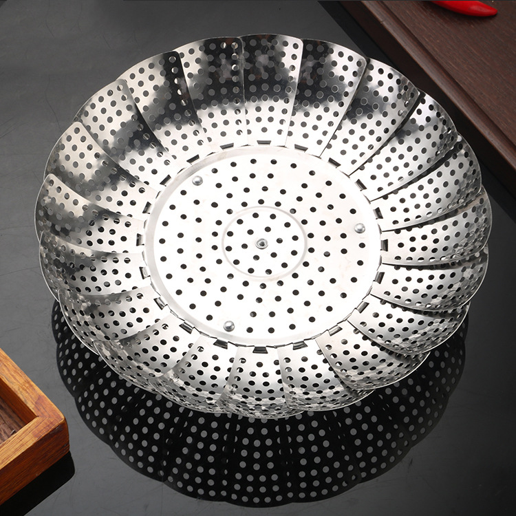 Household kitchen stainless steel steamer plate lotus triangle steamer foldable steaming rack steaming grid fruit drain plate