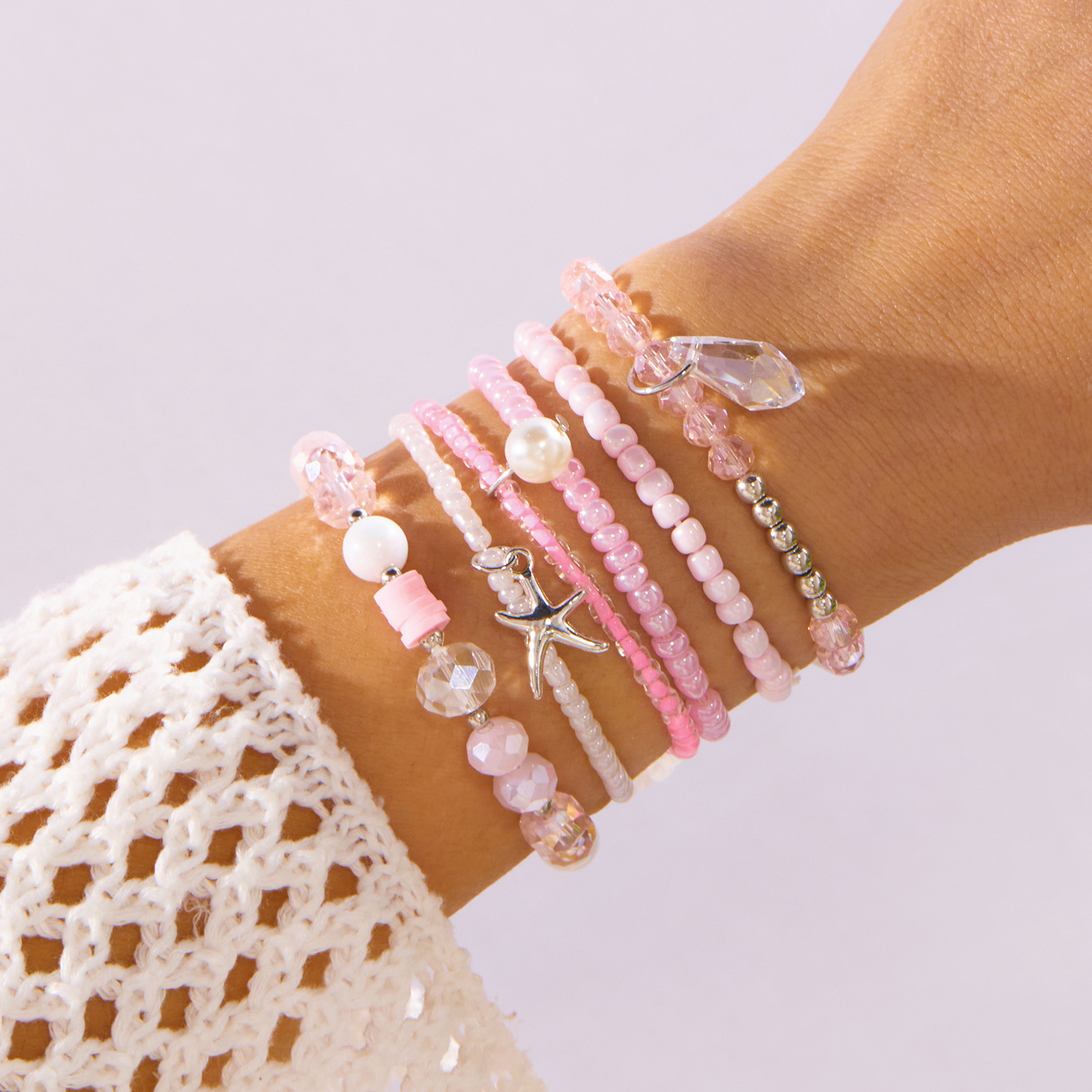 Bohemian Shell Set Bracelet Pendant Niche Women Seed Bead Multi-layer Elastic Bracelet