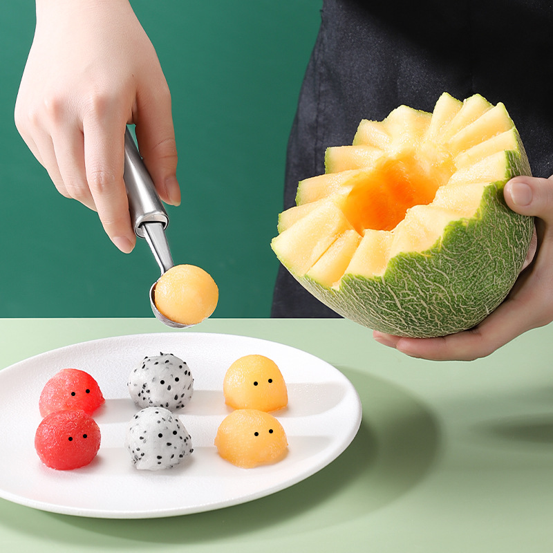 Stainless steel baller watermelon spoon carving knife fruit ball divider ice cream scoop round spoon fruit platter tool