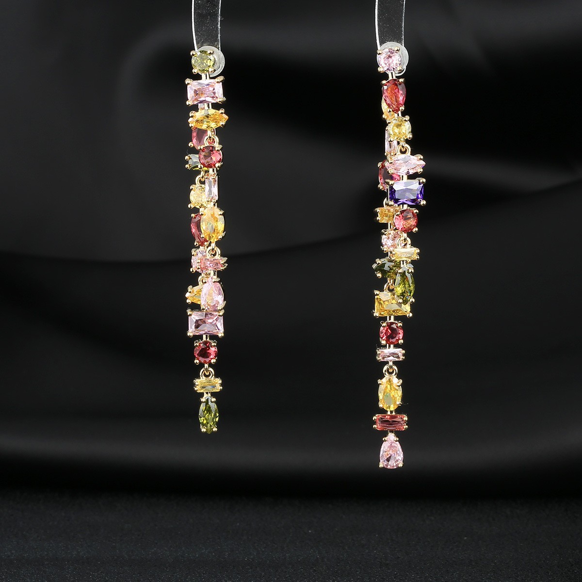 Set micro-set zircon necklace bracelet s925 silver needle earrings colorful