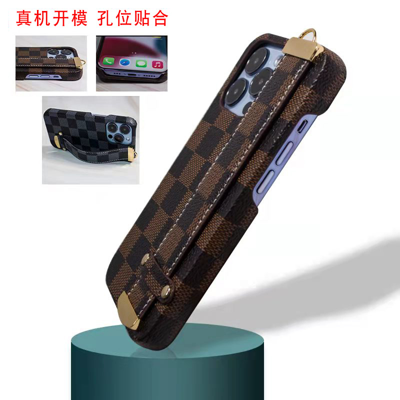 Applicable iPhone 13 phone case leather Apple 13 Pro Max wrist strap wrist protective case XR