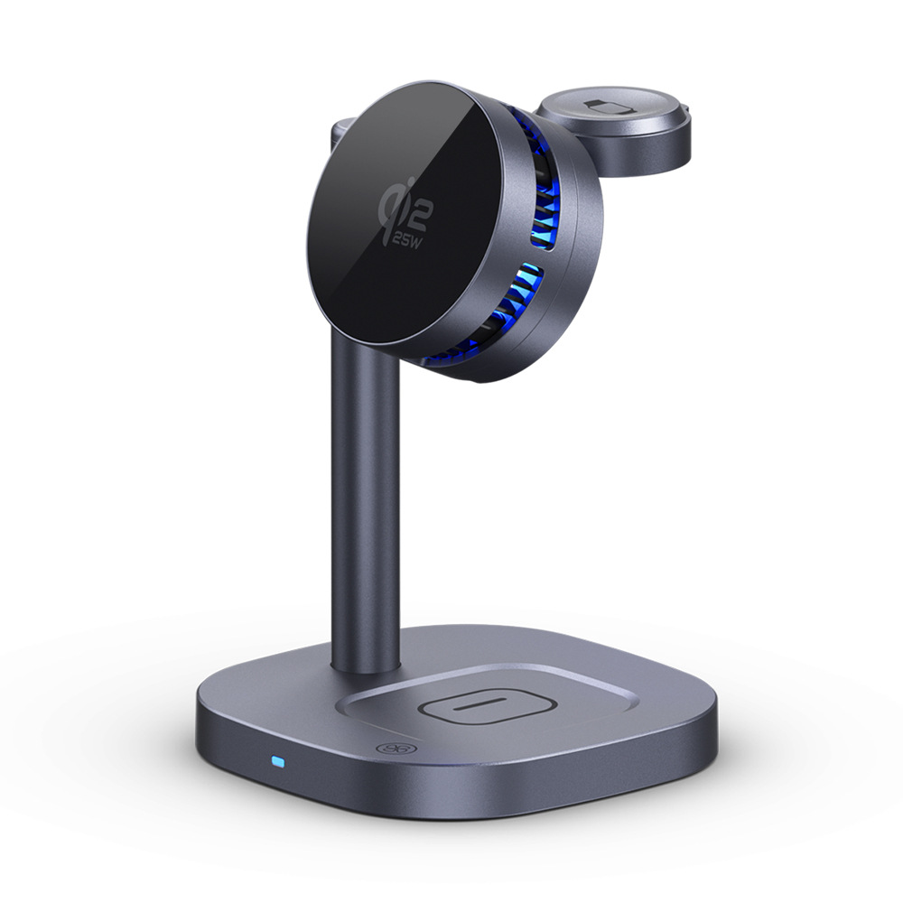 Qi2.2 Semiconductor Cooling 25W Magnetic Wireless Charger for Apple Samsung Phones 3-in-1 Wireless Charger