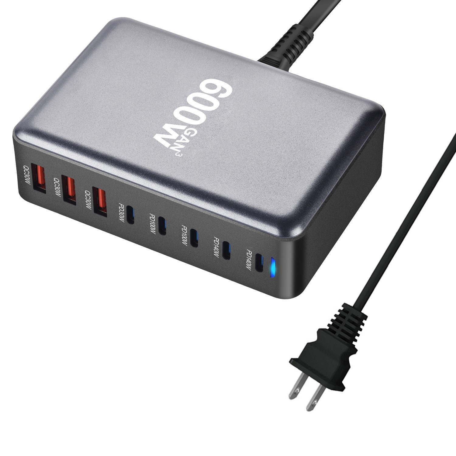 600W High Power GaN PD Fast Charging Head Desktop Charger Multi-Port USB Phone Apple Fast Charging
