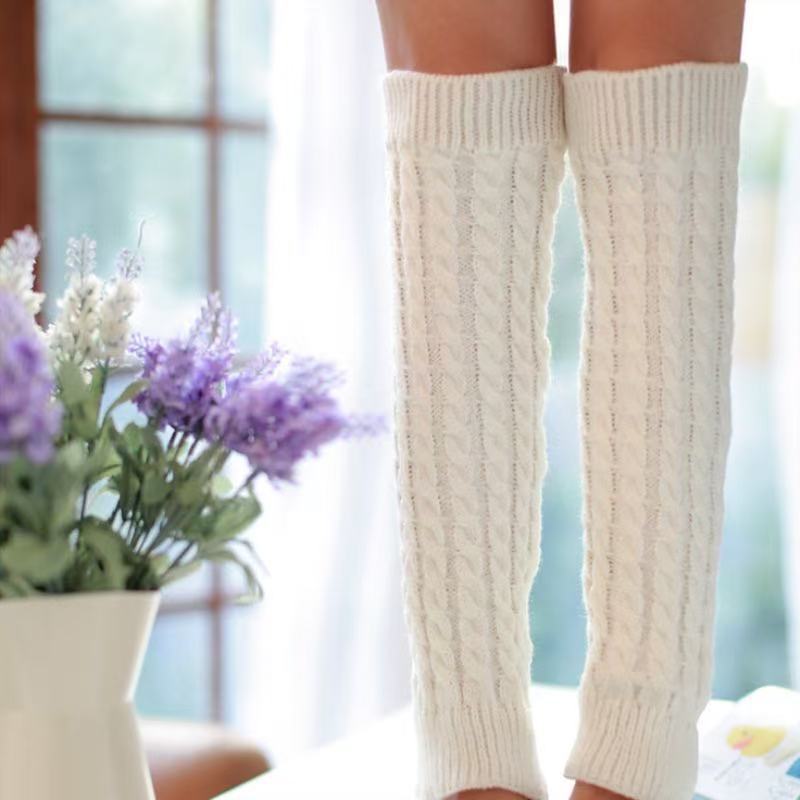 Stacked Socks Cuff Autumn Winter Knit Leg Warmers New Simple Women's Calf Shaping Cable Knit Socks