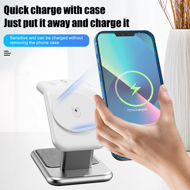 New 15W multifunctional wireless charger, suitable for Apple phone magnetic desktop three-in-one fast charge base