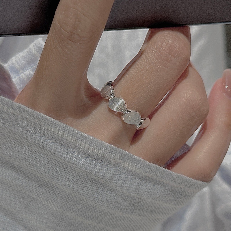 S925 sterling silver minimalist brushed bean grain ring