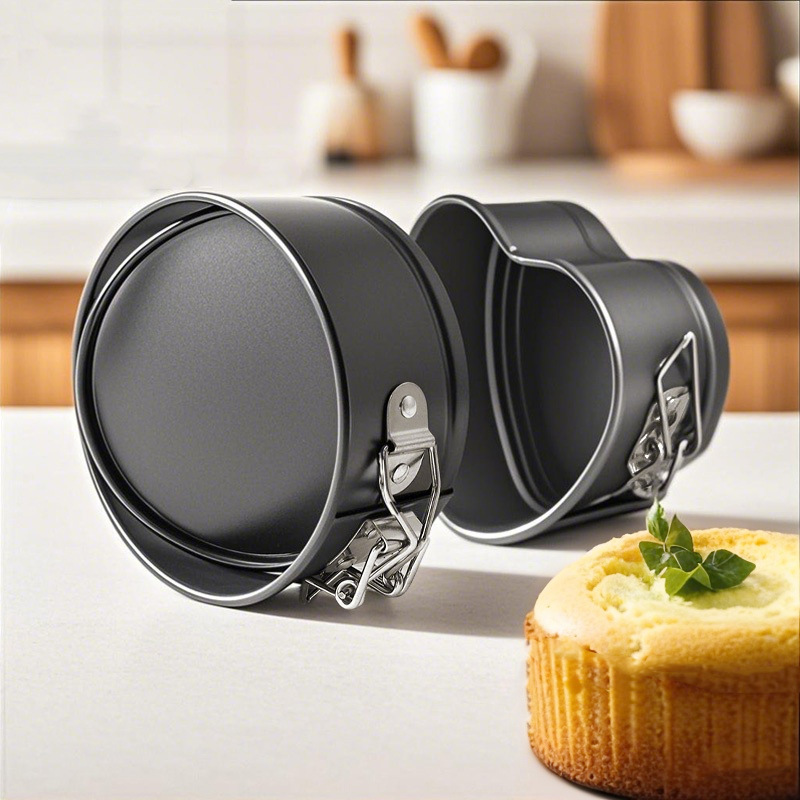 4 inch round heart shape removable bottom lock buckle cake mold mousse carbon steel baking pan non-stick honeycomb bottom baking mold