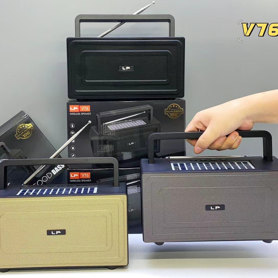 New LP-V76 Solar Bluetooth Speaker Outdoor High Power Subwoofer Portable Handle Radio Speaker