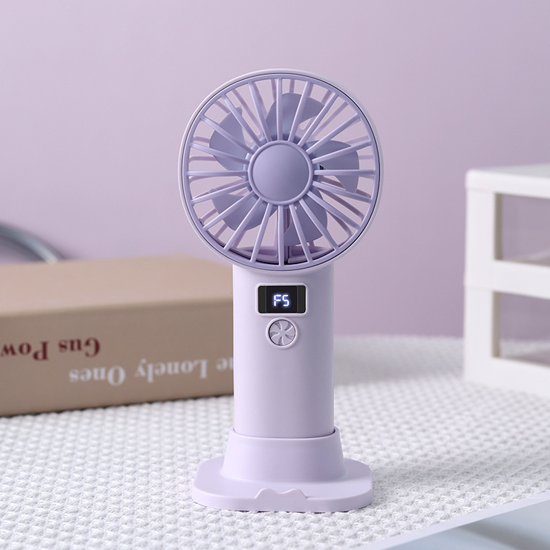 Desktop Handheld Fan USB Charging Digital Display Small Fan Portable Phone Stand Vertical Small Fan