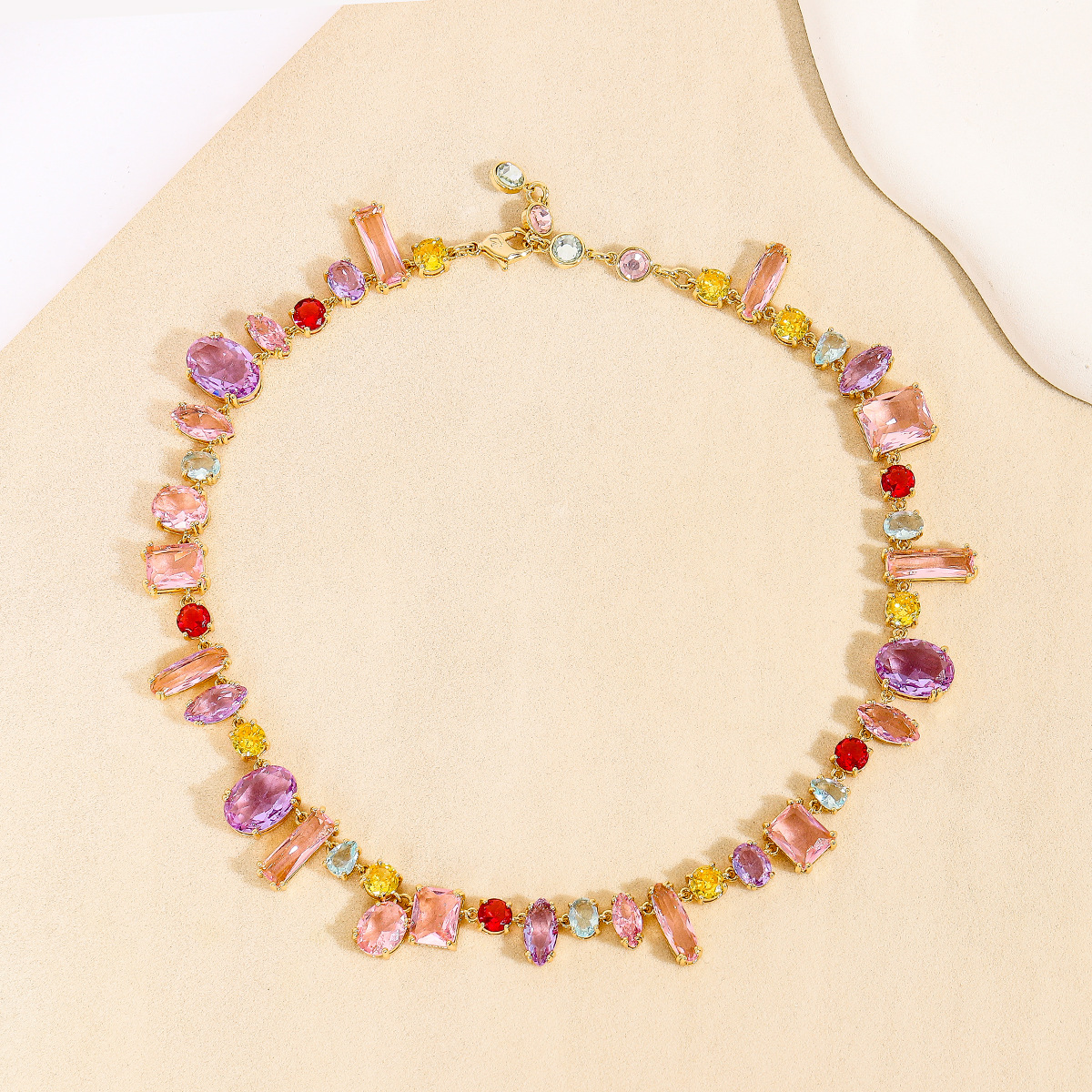 Set micro-set zircon necklace bracelet s925 silver needle earrings colorful