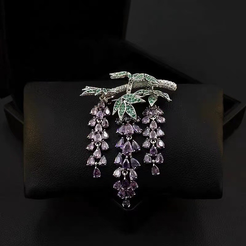Fairy Girl's Token~Heavy Craft Bow Scepter Brooch Princess Style Vintage Dress Pin for Women
