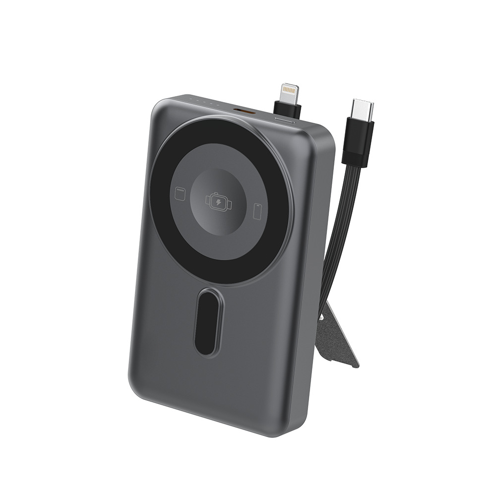 10000mAh bracket magnetic wireless charging power bank with 3C certification, suitable for Apple and Android ultra-thin mobile power supply