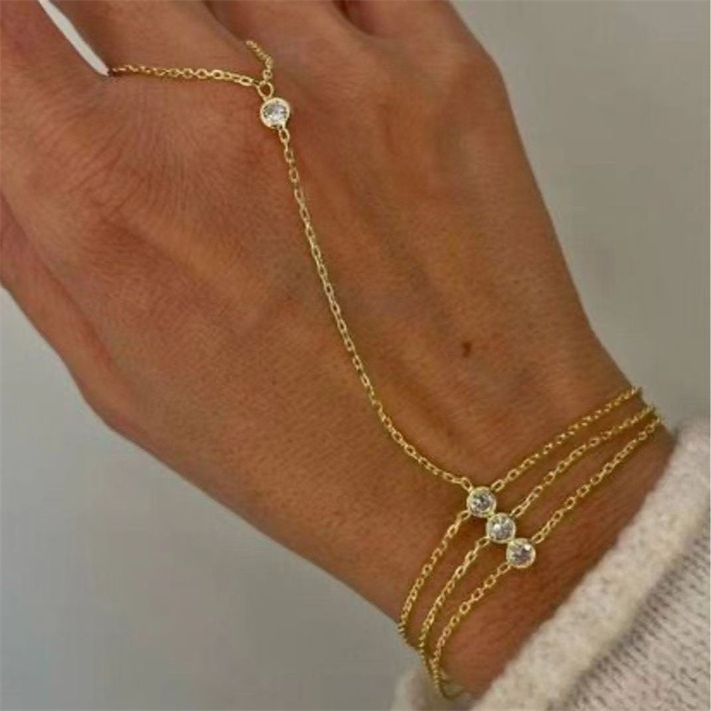 Popular Horse Eye Connected Finger Bracelet Women Simple Multi-layer Hand Back Chain Adjustable Hand Jewelry
