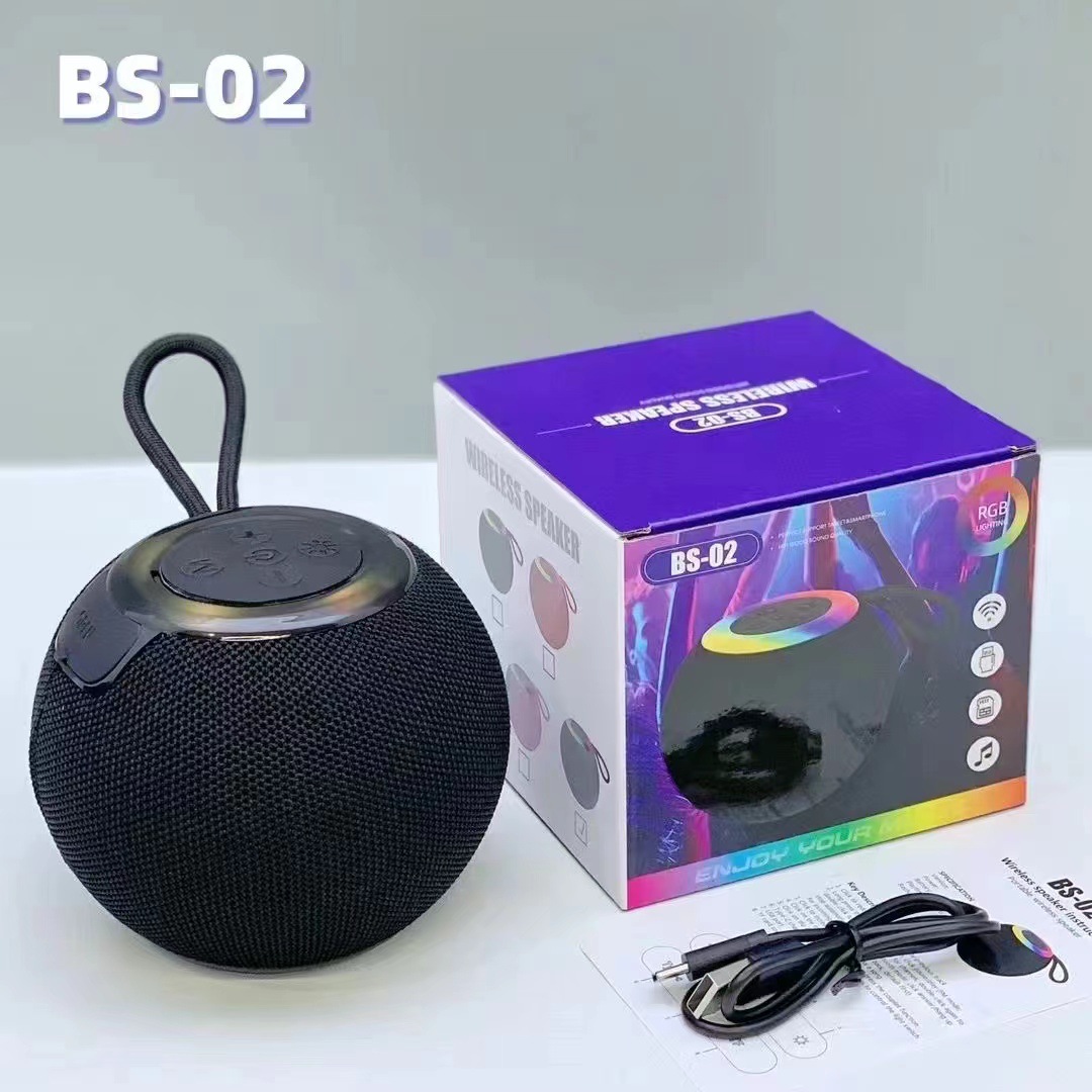 BS02 Bluetooth Small Speaker Portable Outdoor Colorful Light Card Speaker Wireless Handheld Subwoofer Speaker