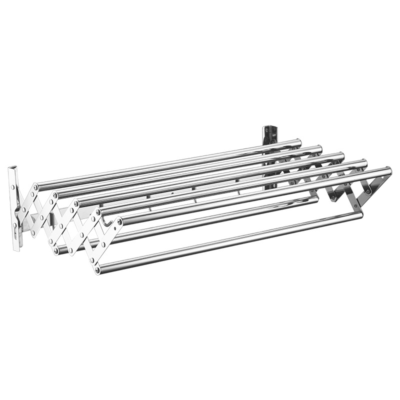 Balcony Clothes Drying Rack Foldable Retractable Stainless Steel Bathroom Towel Rack Bath Towel Rack Household Wall-Mounted Drying Rack