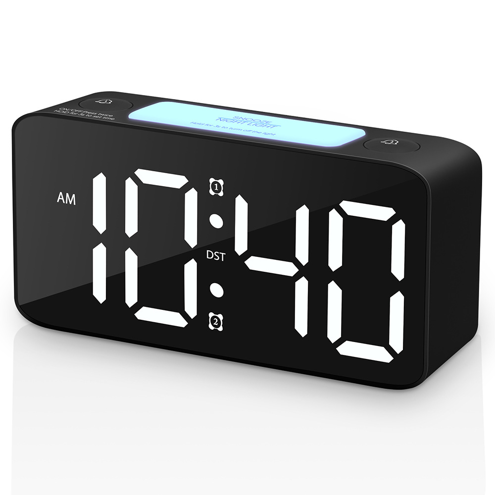 2020 RGB large character large screen large sound LED clock student alarm clock mirror clock table clock 15 color changing screen clock 10 minute alarm