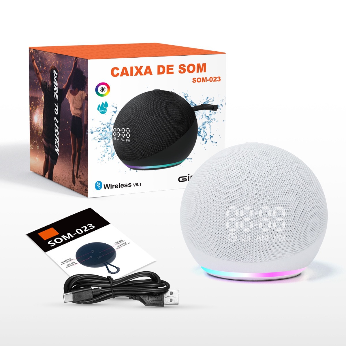 ALAXE Clock Bluetooth Speaker Fabric Small Audio Subwoofer Desktop Mini Portable Speaker