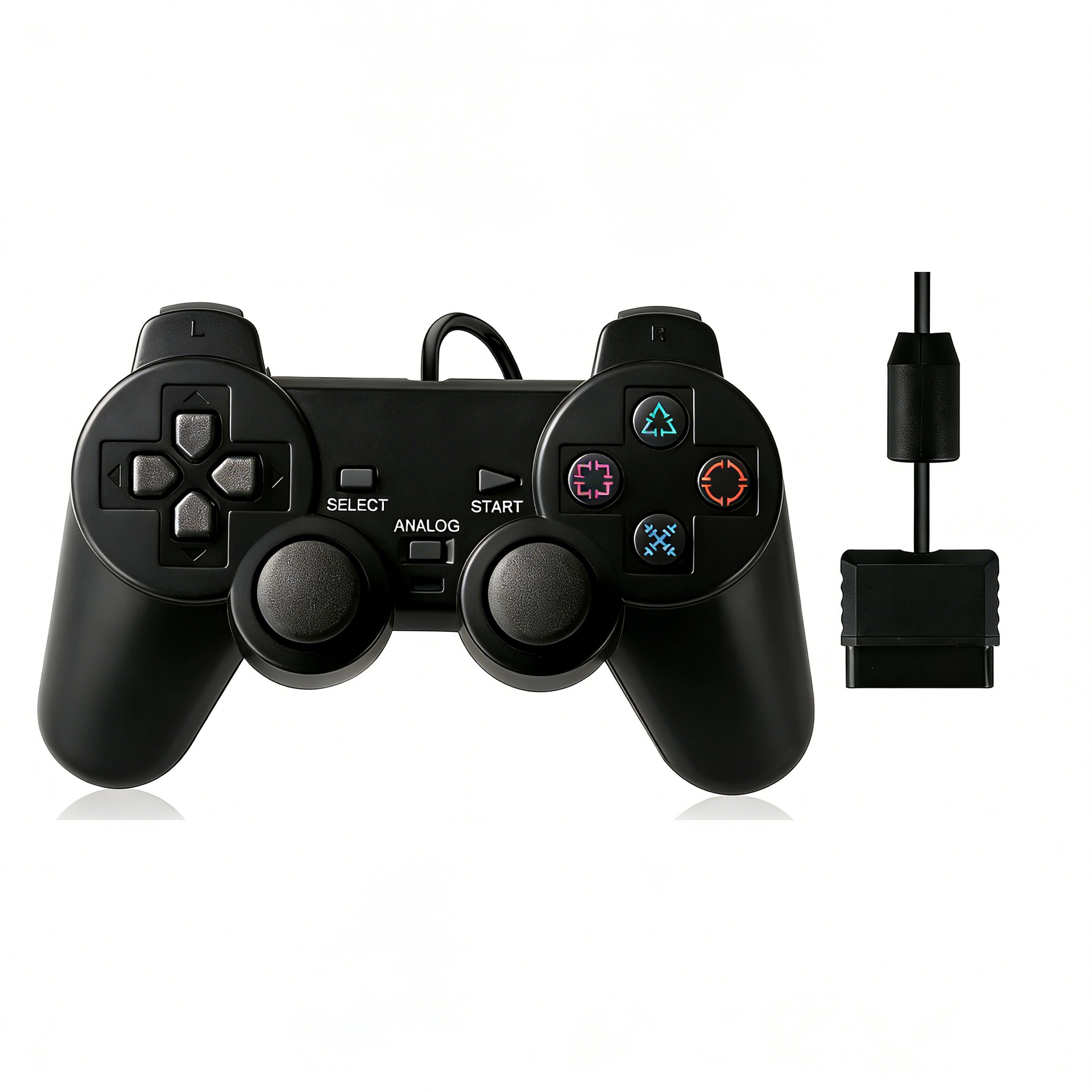 PS Wired Game Controller P2 Dual Vibration Controller Transparent Color Solid Color Dual Motor