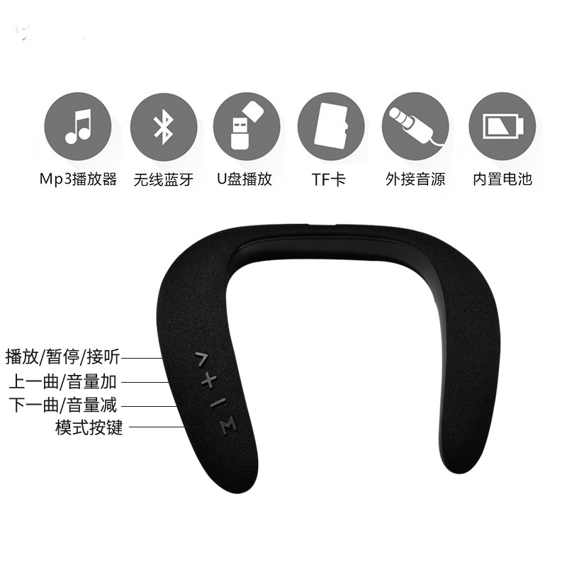 Music Magic Ring Neck Hanging Bluetooth Speaker Neck Surround Scarf Speaker U-shaped Earphone Portable Outdoor Sports Speaker