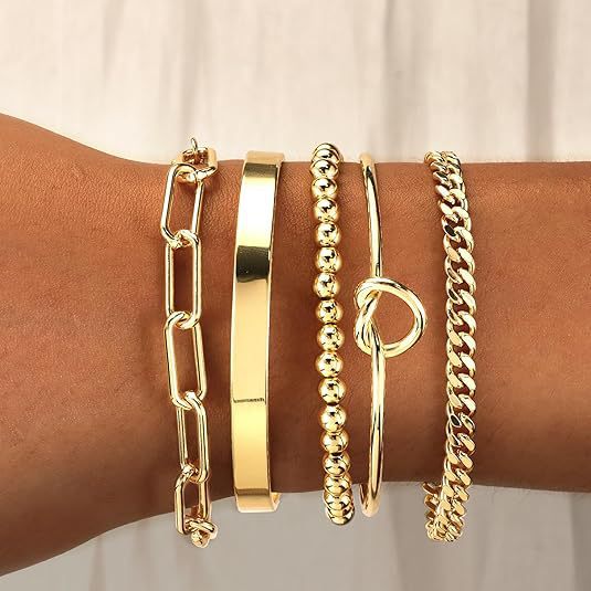 Bohemian Minimalist Hand Jewelry Metal Chain Women's Set 5 Multi-Layer Chain Simple Bracelet
