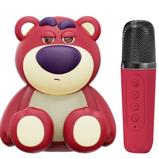 New Strawberry Bear Wireless Bluetooth KTV Microphone Variable Voice Home KTV Practical Valentine's Day Birthday Gift Available