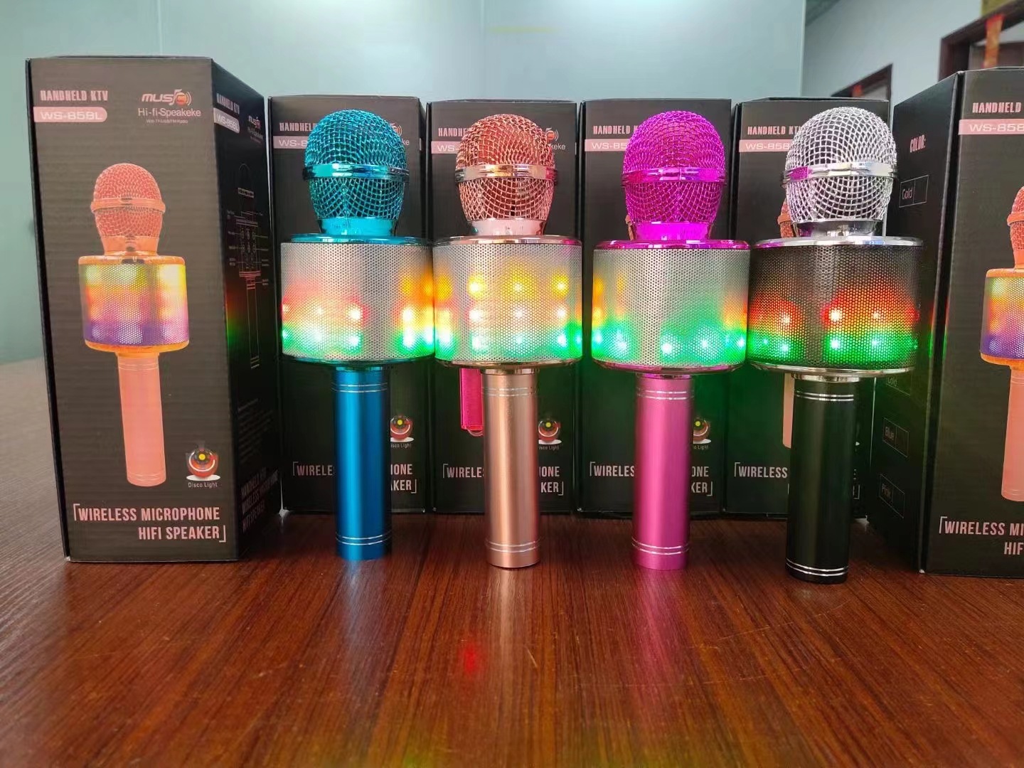 WS858 Phone Microphone Wireless Bluetooth Microphone K12 Song Phone Microphone Bluetooth Speaker K Song Bao