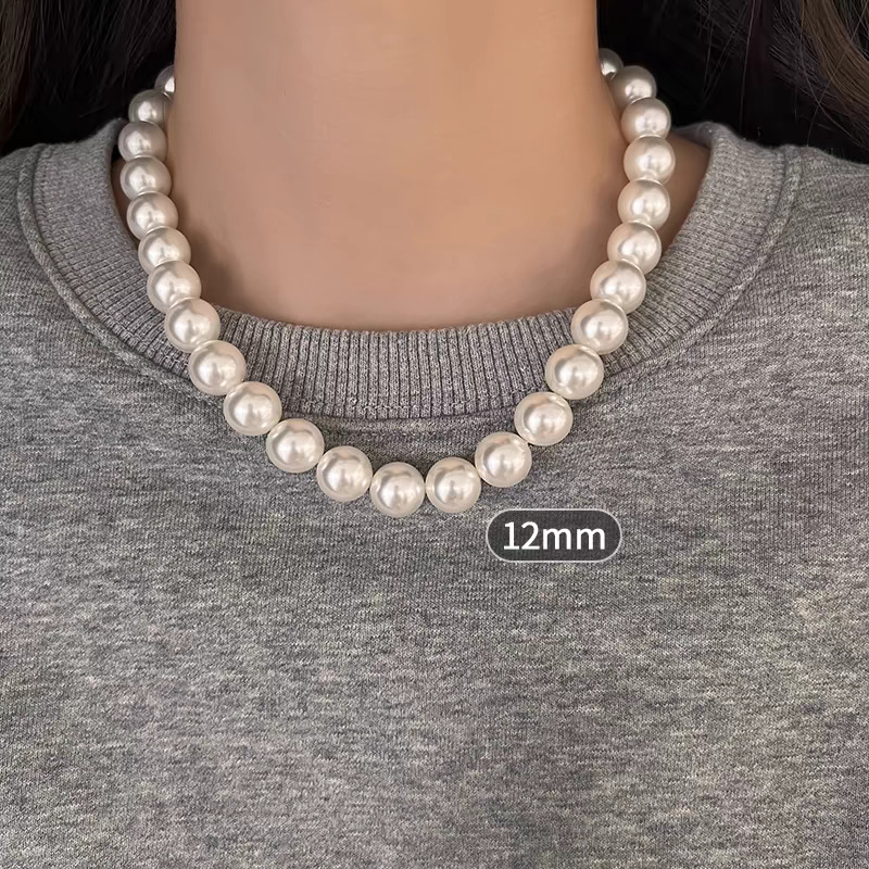 Swarovski Pearl Necklace for Women, Small Design Simple Clavicle Chain, Buckle Button, Sweater Chain