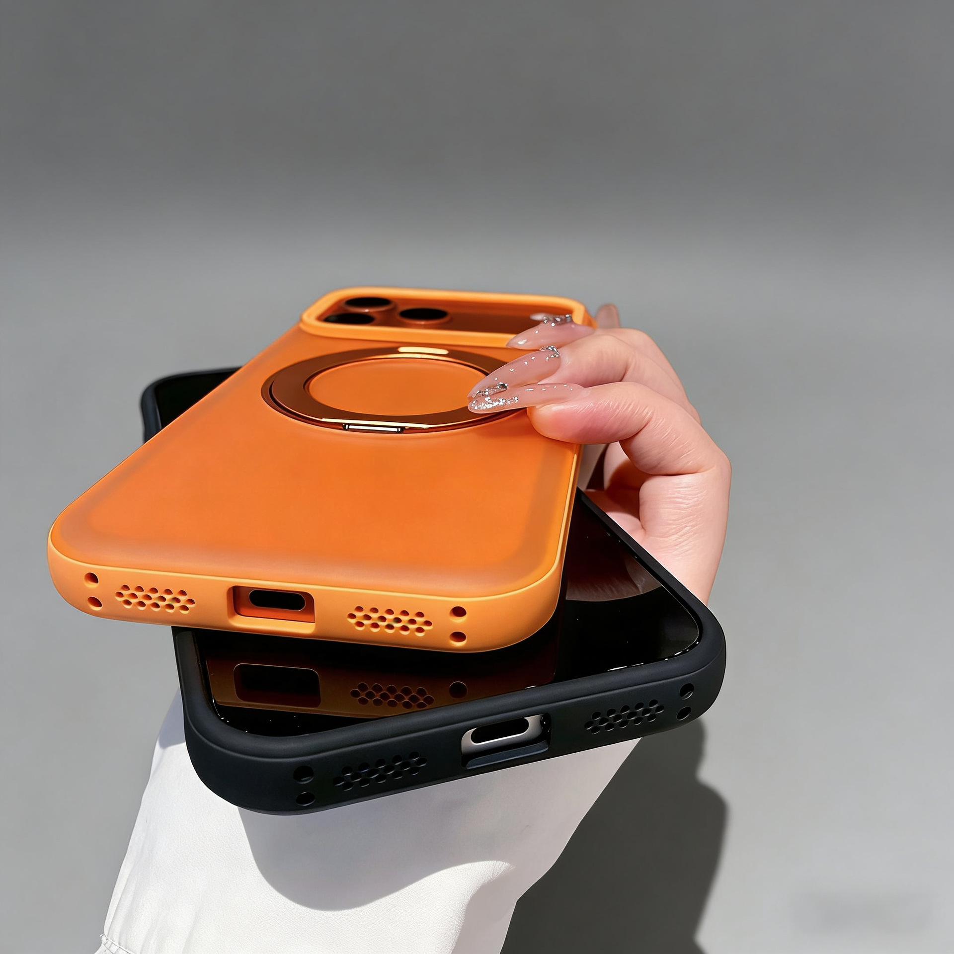 Applicable iPhone 17 Pro Max fulcrum case Apple 16 matte frosted 360 rotating bracket magnetic phone case