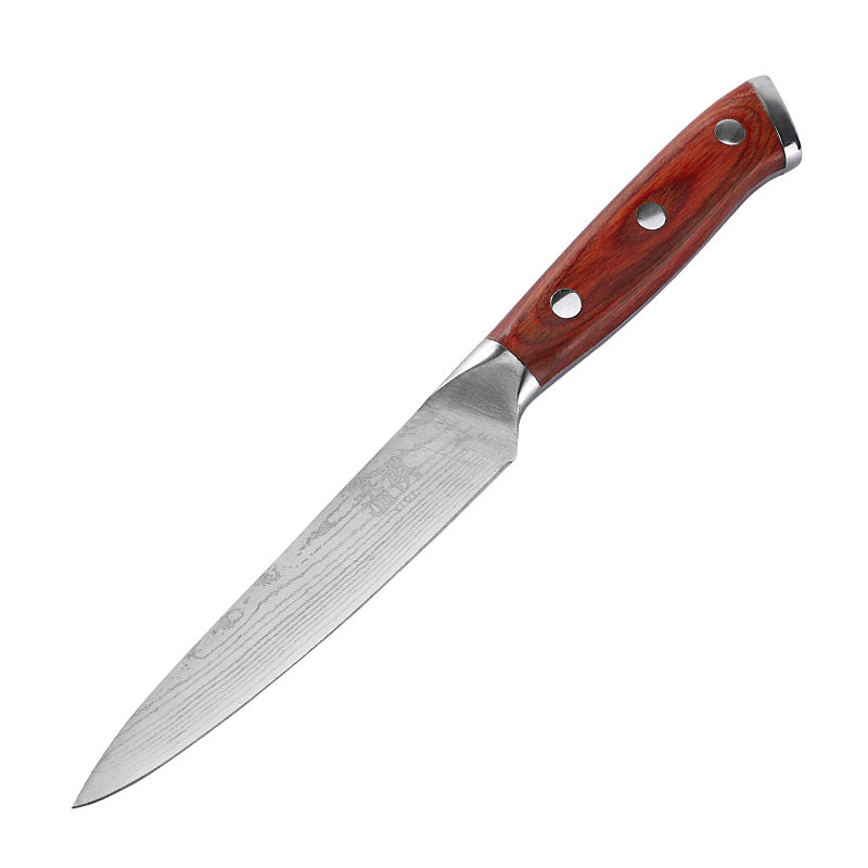 Damascus pattern stainless steel fruit knife peeler colorful wooden handle melon fruit small knife household kitchen knife