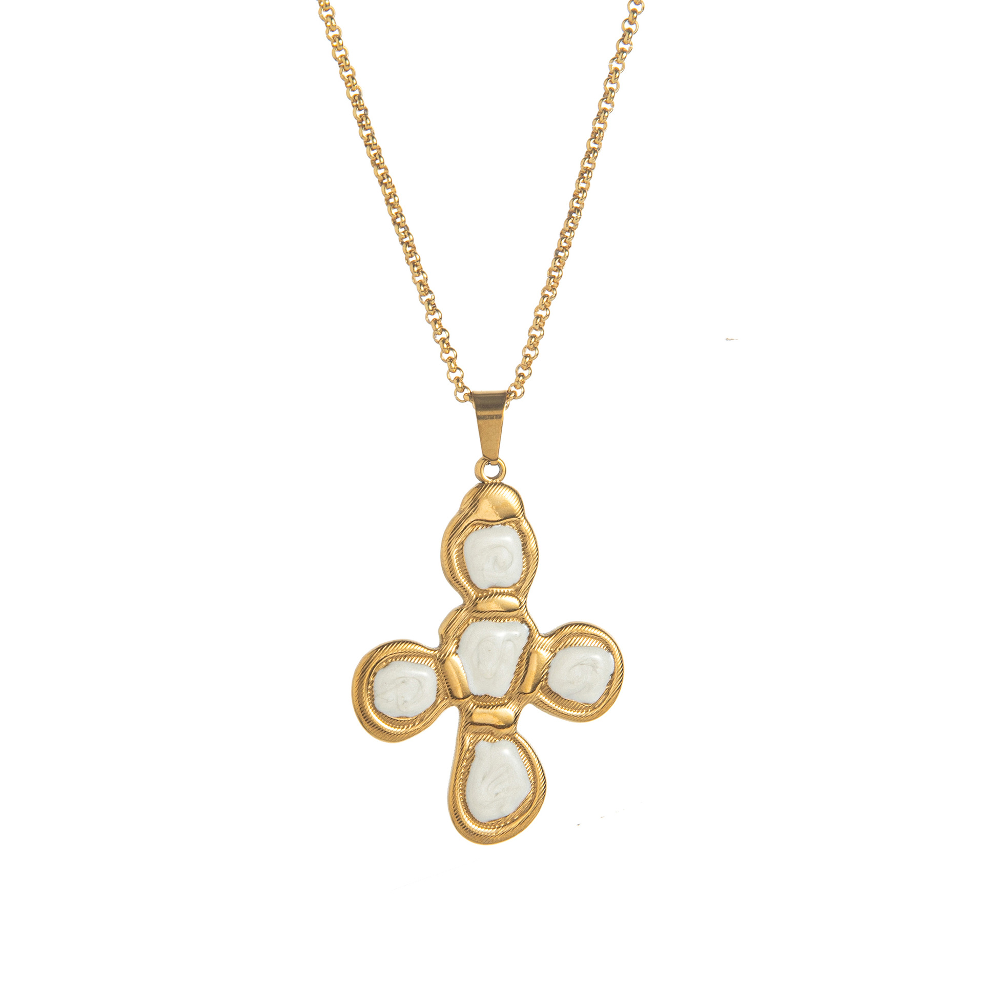 Titanium steel pebble effect oil-plated cross pendant necklace colorful accessory