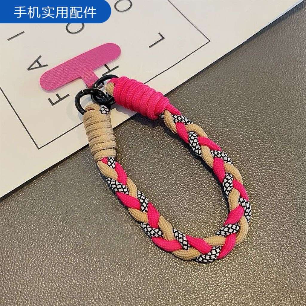 Contrast Color Camera Twist Wrist Keychain Phone Outdoor Lanyard Pendant Universal Handheld Woven Sturdy Short Rope
