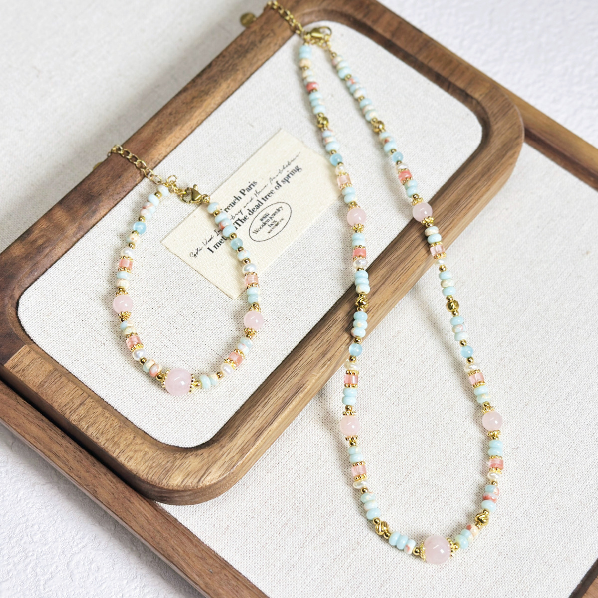 Colorful Beaded Natural Stone Freshwater Pearl Necklace Exquisite Collarbone Chain Necklace Women