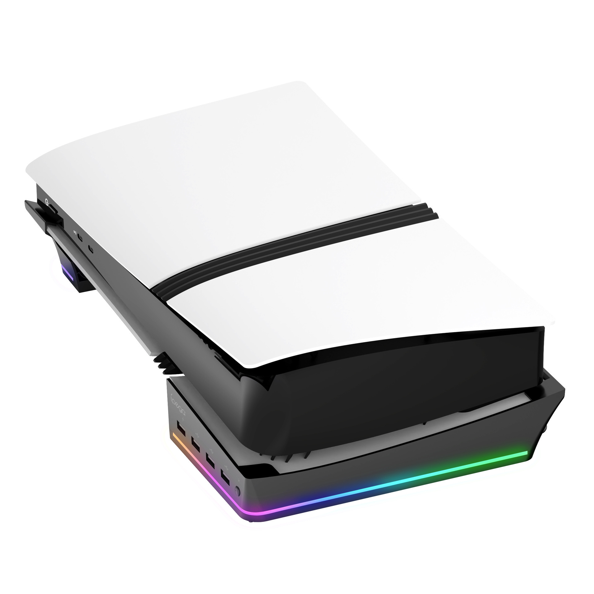 PS5pro/PS5slim host horizontal storage rack portable flat bracket with 4 USB ports RGB light