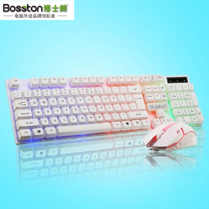 Boston Rainbow Backlit USB Wired Keyboard and Mouse Combo for DIY Assembly