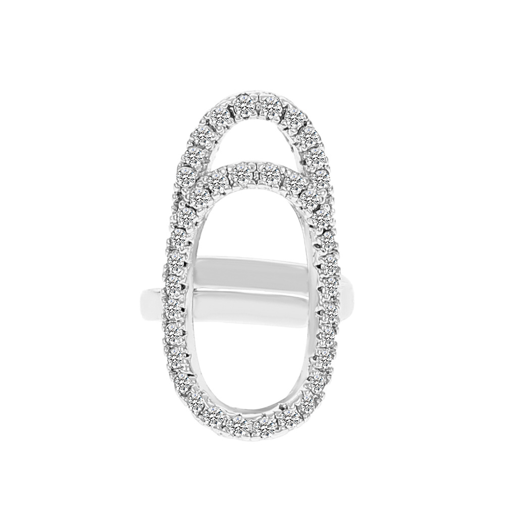 Geometric Diamond Inlay Open Finger Ring for Women Exquisite Manicure Ring