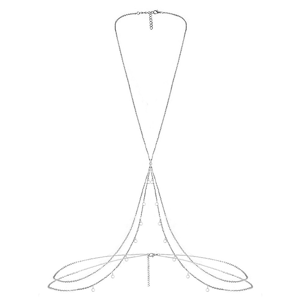 Sexy stainless steel accessory tassel crystal pendant waist chain, bikini beach body chain