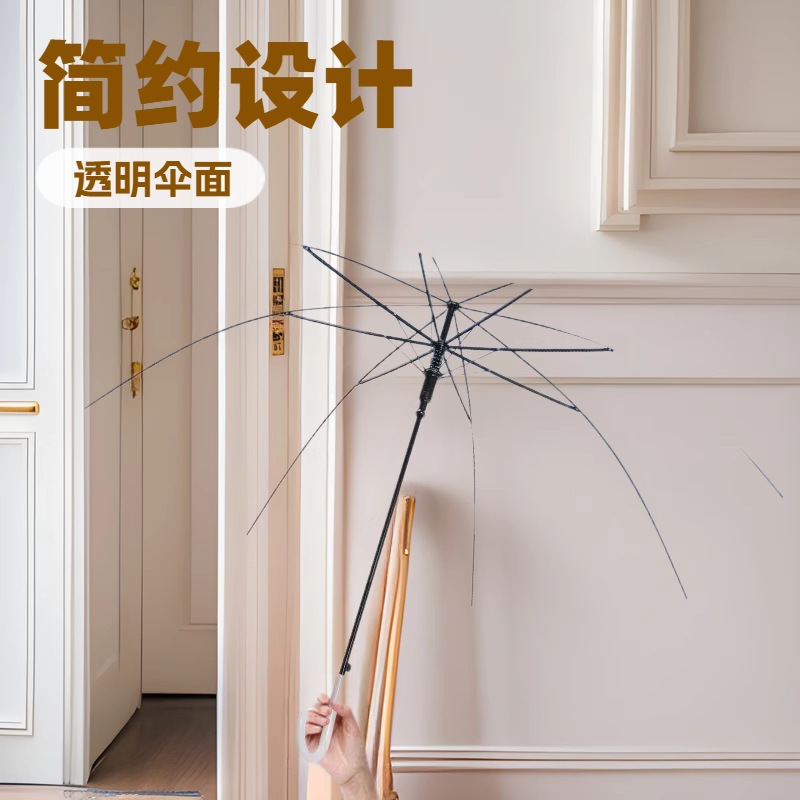 8-Rib Transparent Eco-Friendly Umbrella PVC Material Automatic Umbrella Disposable Umbrella Transparent Umbrella