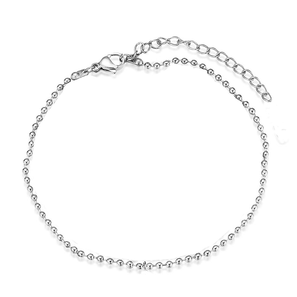 Japanese and Korean exquisite versatile stainless steel bead chain, seed bead chain, double-layer sexy anklet