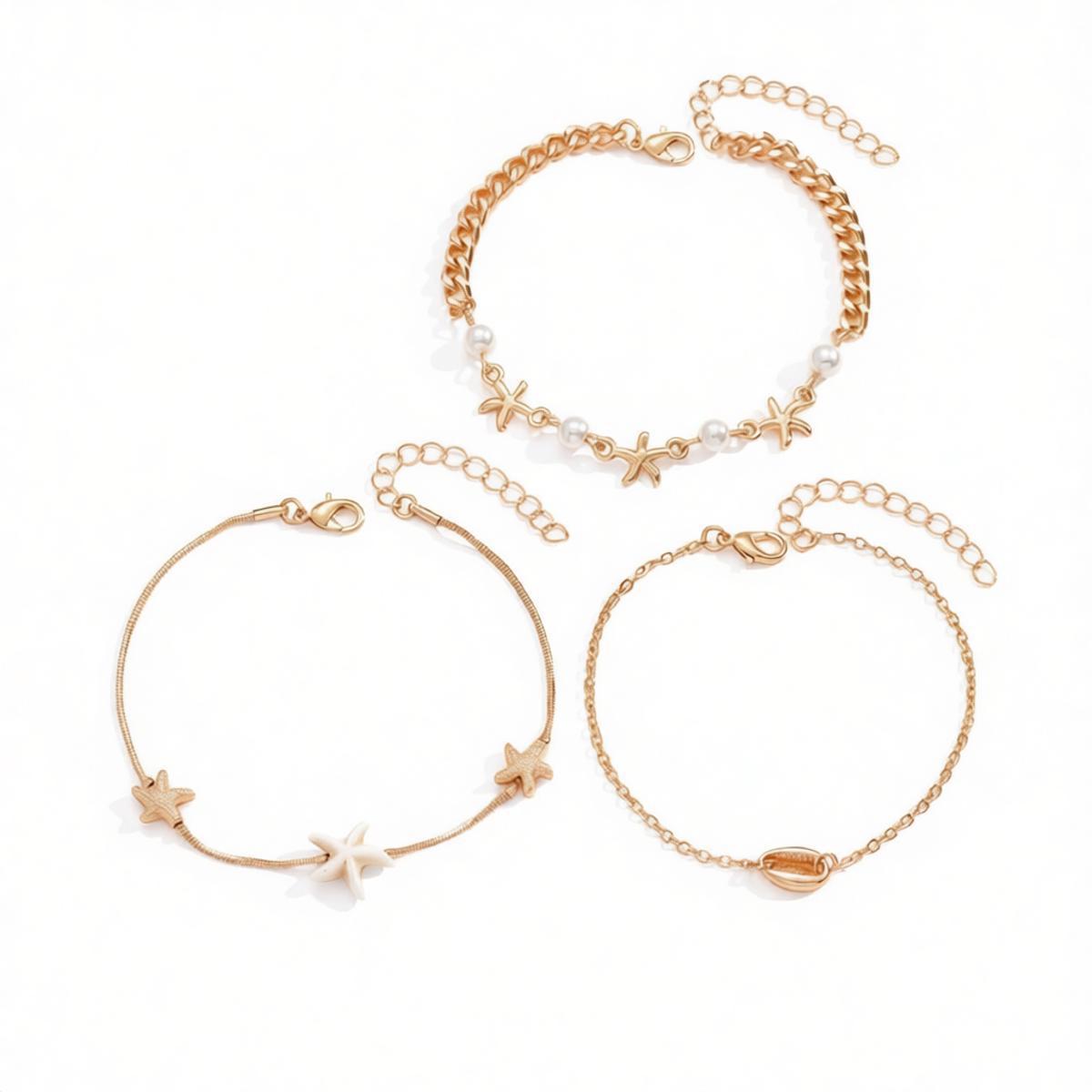 Accessories Beach Vacation Style Alloy Shell Starfish Conch Pendant Anklet for Women Stacking Anklet