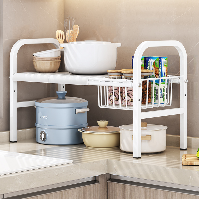 Kitchen telescopic under-sink storage rack cabinet layered rack storage rack multifunctional pot rack storage