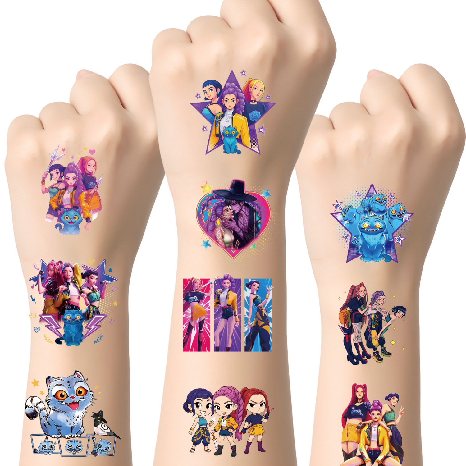 25 Pieces 50 Pieces Cartoon Huntress Girl Group Tattoo Sticker KPop Cartoon Anime Graffiti Tattoo Sticker Paper