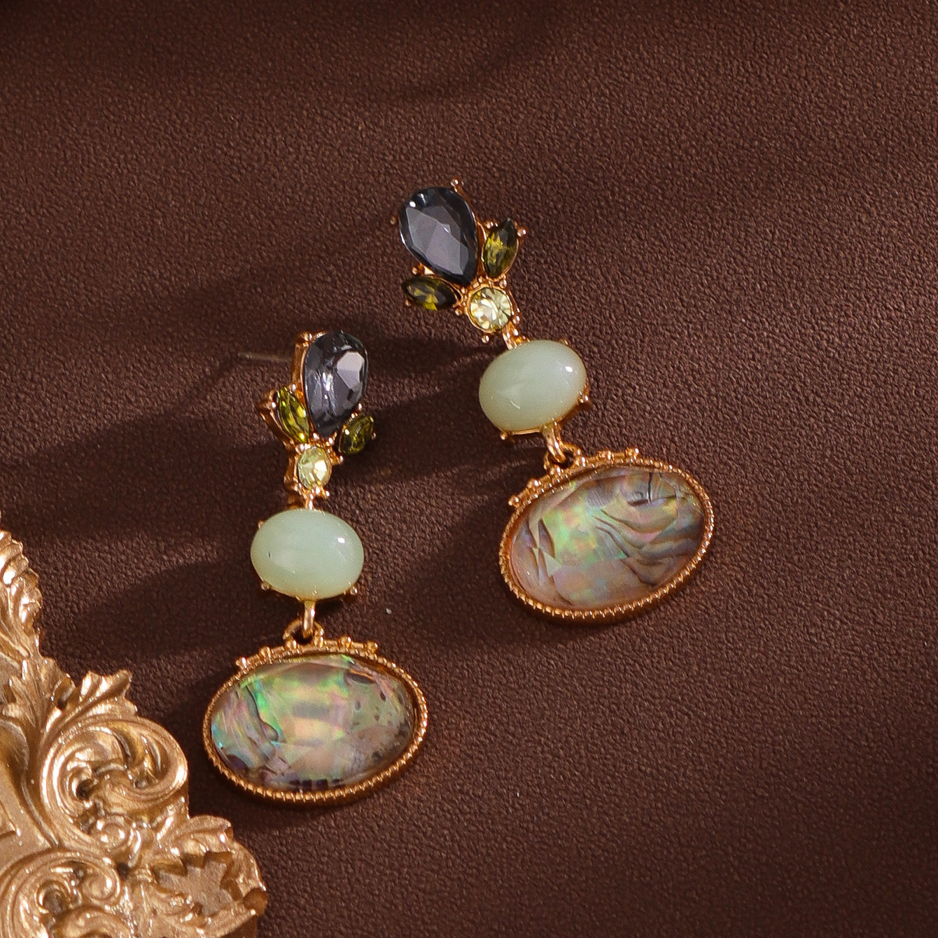 Original Design Wind Accessories Vintage Style Gemstone Earrings Women